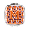 Carolines Treasures Letter M Football Orange, White and Regalia Compact Mirror CJ1072-MSCM